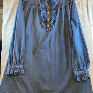 Draper James Denim Ruffle Button-Down Dress size XL